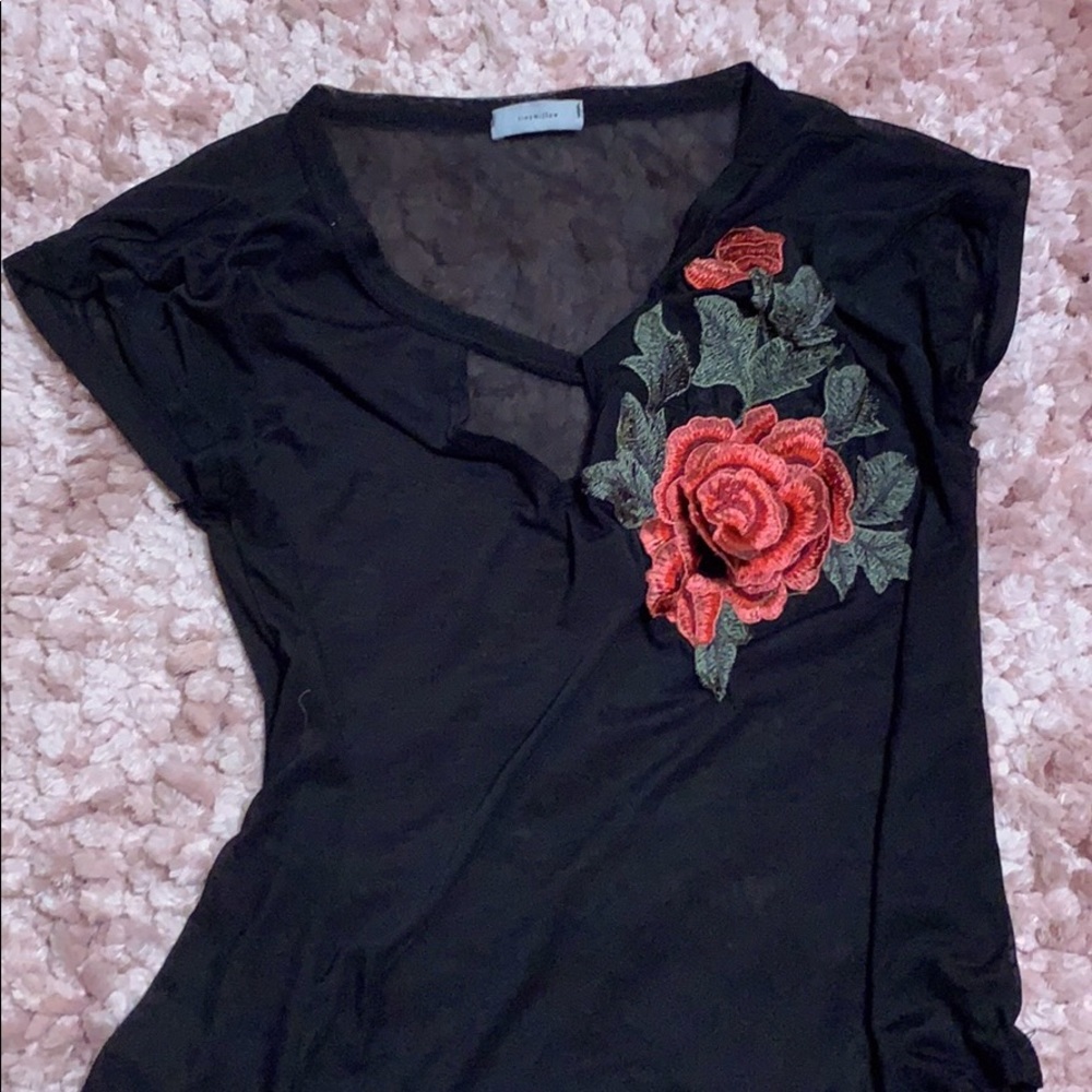 Black mesh blouse/shirt.